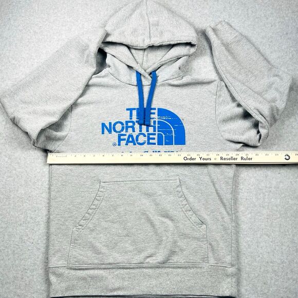 The North Face Hoodie Mens Small Gray Pullover Fleece Kangaroo Pocket Cozy - Picture 7 of 15
